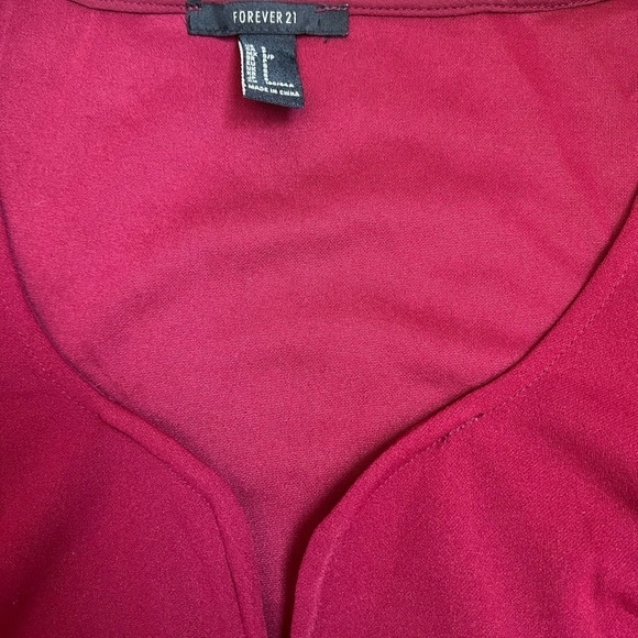 Forever 21 Sweetheart Neck Puffer Sheer Long Sleeve Red Bodysuit Valentine’s D S - Picture 4 of 9